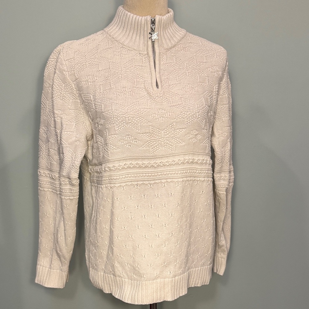 Vintage Christopher & Banks Cream mock neck snowflake Sweater Size M